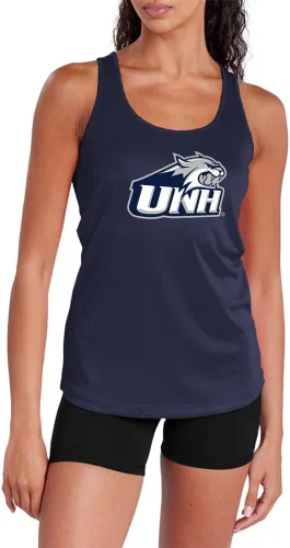 Vista 36 de Camiseta deportiva sin mangas oficial de NCAA Collegiate para mujer, con espalda cruzada, colección con logotipo primario