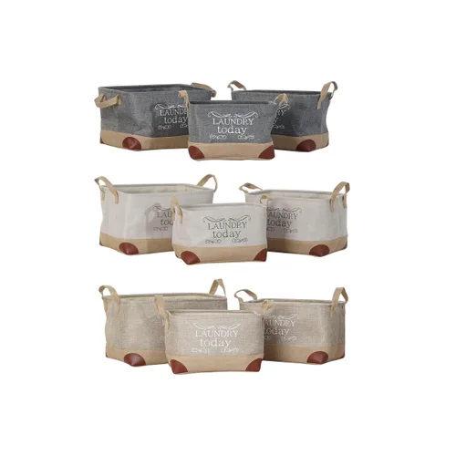 Vista 2 de Cesta Multiusos DKD Home Decor Beige Gris Marrón claro 40 x 30 x 24 cm Madera 3 Piezas (3 Unidades)