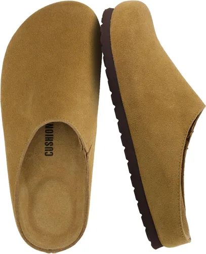 Vista 9 de CUSHIONAIRE Lute - Zuecos de piel de gamuza auténtica para mujer para interiores y exteriores, cómodos zuecos para mujer con plantilla acolchada
