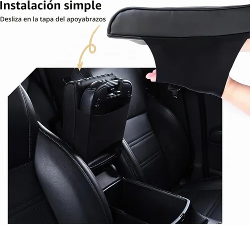 Vista 6 de Cubierta Elevadora para Consola Central de Automóvil, Almohadillas Elevadoras de Espuma Viscoelástica de Cuero para Reposabrazos de Automóvil