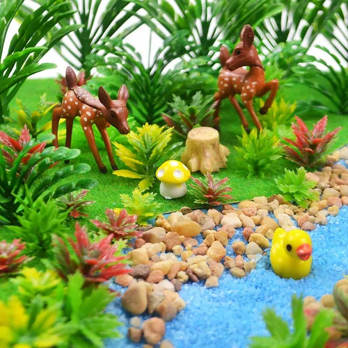 Vista 5 de 110pcs Modelo Plantas Miniatura Juguete Árboles Tren Paisaje Hada Jardín Árboles Diorama Árboles Modelo Paisaje Ferrocarril Parque Jardín Escena