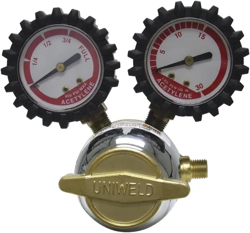 Vista 2 de Uniweld Regulador de acetileno de la serie Patriot RMC2 con conexión de salida "A" y entrada de 200 CGA