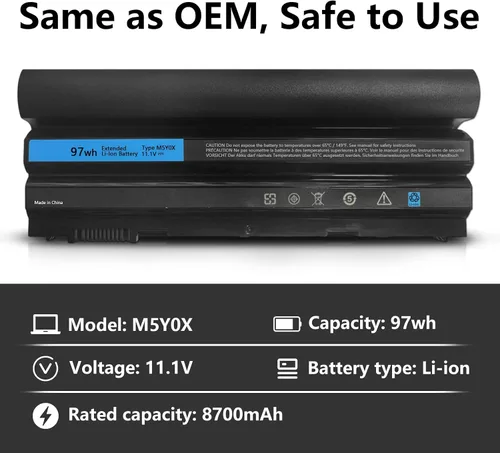 Vista 4 de 97Wh M5Y0X 9-Cell Laptop Batería para Dell Latitude E6420 E6430 E6440 E6520 E6530 E6540 E5420 E5430 E5520 E5530 Inspiron 4420 5420 54255 7420 7520
