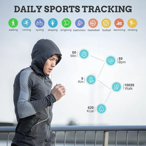 Vista 4 de Reloj inteligente para hombre para Android iOS, llamadas Bluetooth, chat de voz con monitor de frecuencia cardíaca/sueño, monitor de fitness