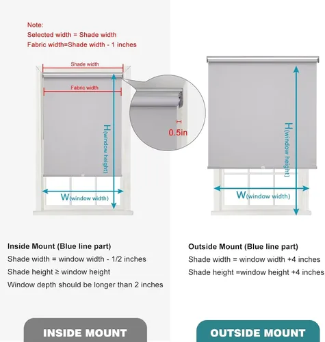 Vista 6 de Changshade Cortina enrollable de tela sin cordón, con bloqueo de luz, para ventanas con aislamiento térmico, protección UV, persianas enrollables