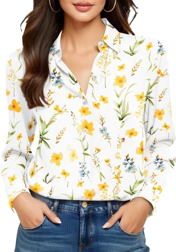 Vista 36 de Camisas sin planchado y sin arrugas para mujer, con botones, de manga larga, de seda de morera, blusas casuales para el trabajo