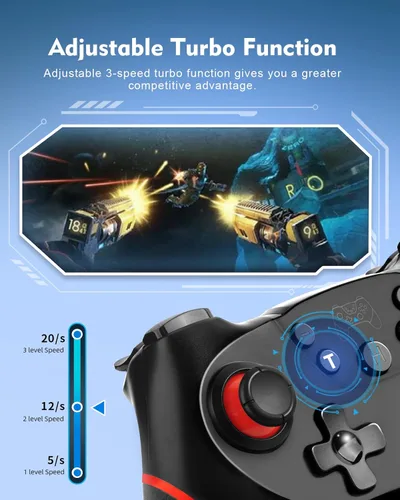 Vista 6 de Controlador de interruptor, YKOEX Pro para interruptorinterruptor Liteinterruptor OLED, interruptor remoto mando a distancia Gamepad Joystick, Turbo