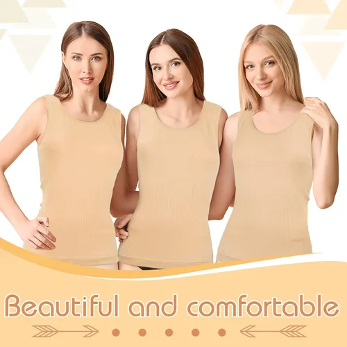 Vista 4 de Sintege Camiseta térmica sin mangas para mujer, con forro polar, camiseta interior para mujer, mezcla de algodón, chaleco de capa base cálida