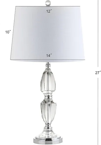 Vista 3 de JONATHAN Y JYL2039A - Lámpara de mesa LED de cristal transparente de 27 pulgadas, lámpara tradicional francesa cromada con pantalla de tambor
