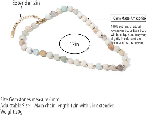 Vista 6 de BALIBALI Gargantilla con cuentas de piedra semipreciosa, chapado en oro de 14 quilates, piedra natural, collar de doble hebra, collares cortos