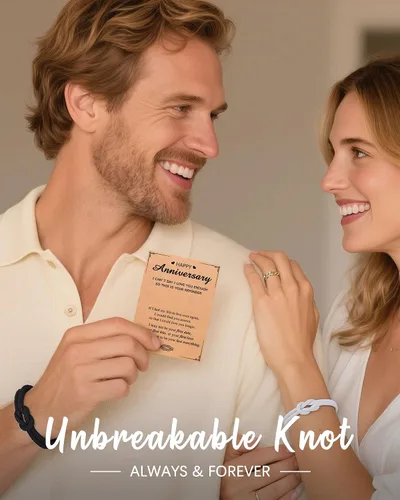 Vista 3 de UNGENT THEM Pinky Promise Forever Knot - Pulseras a juego para parejas, cumpleaños, aniversario, San Valentín, Navidad, regalos para novio y novia