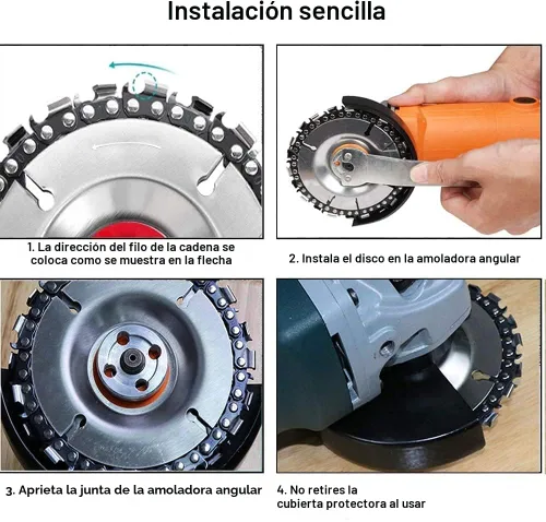 Vista 6 de Disco de motosierra/removedor de tocones/amoladora de tocones/disco de tallado de madera para amoladora angular de 4 o 4 a 1/2 pulgadas, cenador