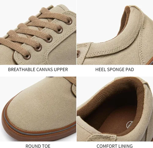 Vista 3 de BENPAO Zapatos casuales blancos para hombre, zapatillas de deporte de moda negras para hombres, zapatos de lona con cordones