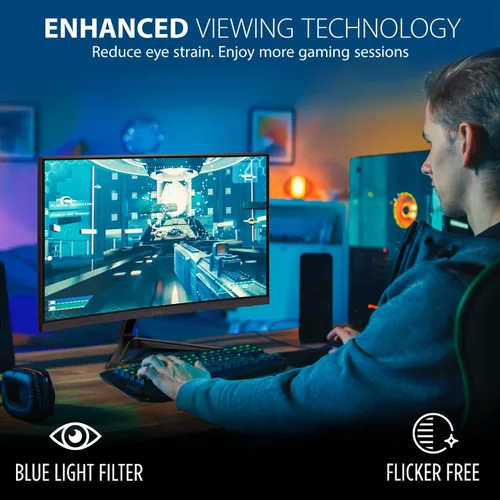 Vista 4 de ViewSonic VX2418C Monitor curvo para juegos de 24 pulgadas, 1080p, 180Hz y 1 ms para un juego suave, tecnología FreeSync Premium y cuidado ocular