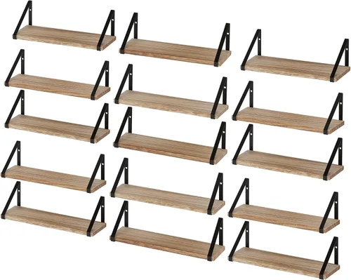 Vista 15 de Wallniture Ponza - Estante flotante de pared de 17 x 4.5 pulgadas, estantes pequeños de madera para almacenamiento en la pared, estante montado