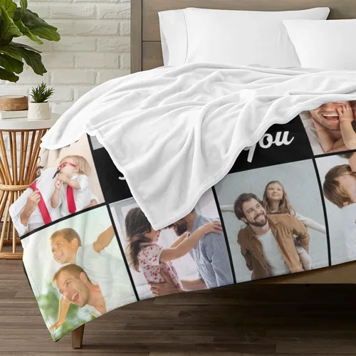 Vista 2 de Regalos para papá, manta de regalo personalizada con imagen, manta personalizada para el Día del Padre con foto, manta personalizada de cumpleaños