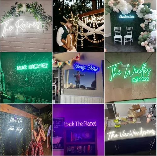 Vista 2 de Letreros de neón personalizados, letreros LED de neón regulables personalizados para cumpleaños familiar, bar, boda, fiesta, luz nocturna y logotipo
