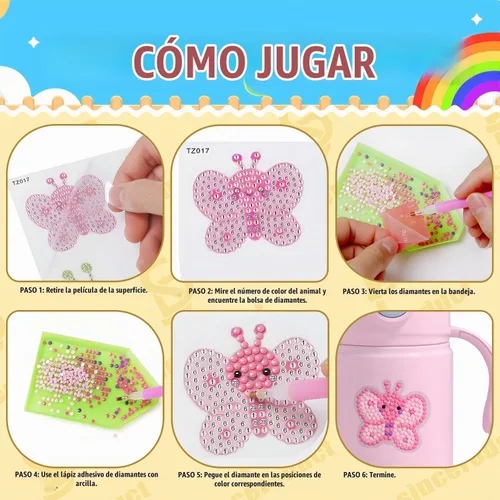 Vista 3 de sinceroduct Kit de 64 calcomanías de diamante 5D, animales y dinosaurios 64 Animales