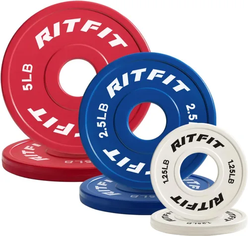 Vista 15 de RitFit Fractional Weight Plates, Rubber Coated Color Coded for Home Gym Rubber Coated with ±10g Accuracy, Color Coded for Quick ID, Progressive