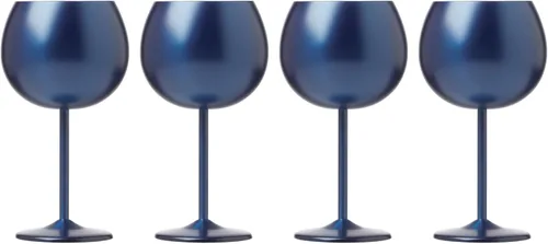 Vista 14 de Cambridge Silversmiths - Juego de 4 copas de vino de una sola pared con forma de globo negro cepillado de 12 onzas