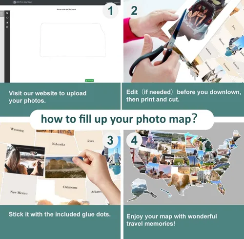 Vista 7 de Mapa de fotos de Estados Unidos – Mapa de viaje de 50 estados de 24 x 36 pulgadas, incluye creador de fotos, regalo ideal para parejas, aventureros