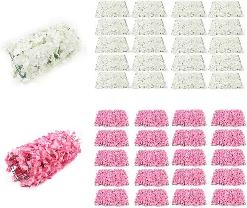 Vista 8 de Paneles de pared de flores artificiales, tapete de pared de flores 3D, paneles de flores de seda de 16 x 24 pulgadas, hechos a mano con flores
