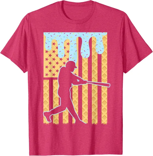 Vista 25 de Camiseta de béisbol Drip Boys Dripping Ice Cream Baseball American Flag, Negro -, Pequeña