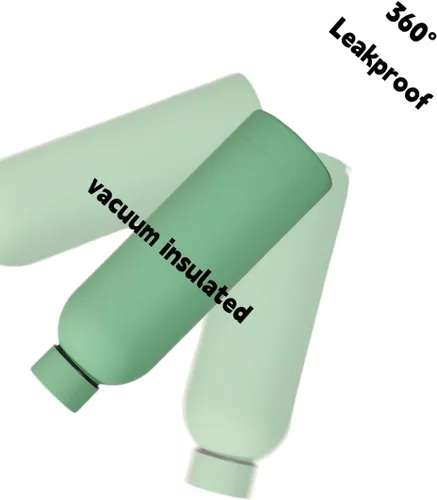 Vista 7 de Botella de agua deportiva de boca estrecha aislada de acero inoxidable de 17 onzas, frasco de vacío con forma de cola de doble pared