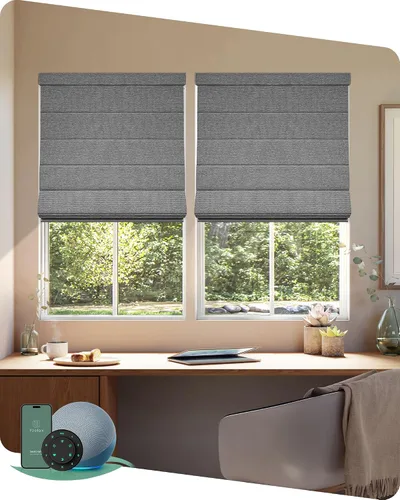 Vista 10 de Yoolax Persianas Romanas con Filtrado de Luz para Ventanas, Persianas Romanas Opacas Sin Cables, Muestra de Tela (Multicolor)