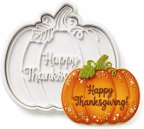 Vista 37 de 8 PCS Thanksgiving Cookie Cutter Set with Embossers Turkey Pumpkin Maple Leaf Corn & More 3" Complete Fall Collection