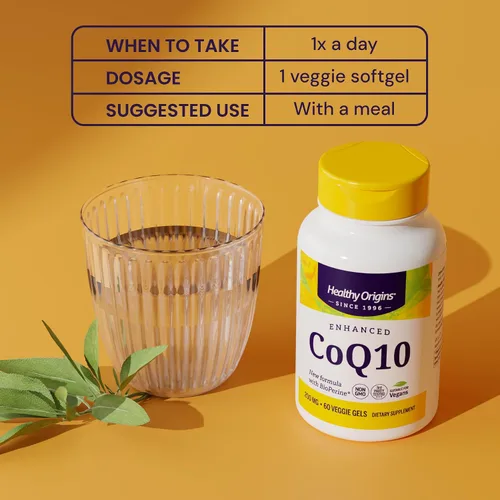 Vista 5 de Healthy Origins Natural Enhanced CoQ10 (BioPerine®), 200 mg - Suplemento energético y de salud cardíaca - Suplementos sin gluten y sin OMG