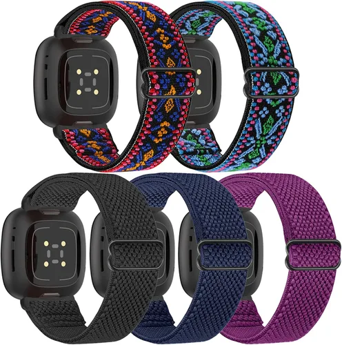 Vista 11 de Bandas elásticas compatibles con Fitbit Versa 4/Versa 3/Sense 2/Sense, correas de repuesto deportivas de nailon ajustables para mujeres y hombres