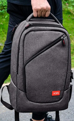 Vista 6 de VORI Mochila de juegos para Nintendo Switch System y Switch OLED modelo 2021, bolsa de almacenamiento de viaje para accesorios Nintendo Switch, gris