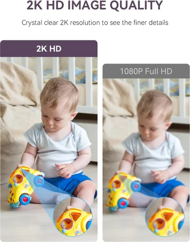Vista 4 de Comfyer - Monitor para bebé/mascota para seguridad interior, monitoreo con aplicación para teléfono inteligente, resolución 2K QHD, seguimiento