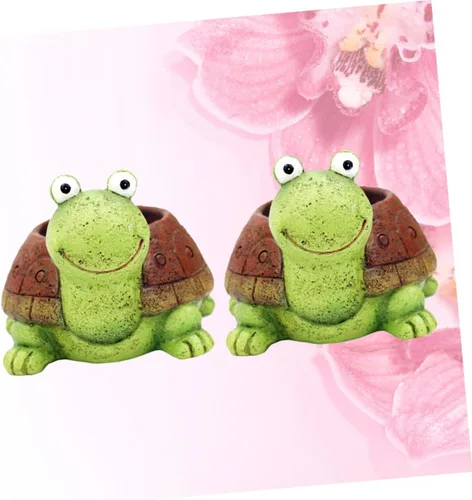 Vista 4 de Yardwe Moldes únicos de tortuga para suculentas, mini macetas de resina para macetas en casa y oficina