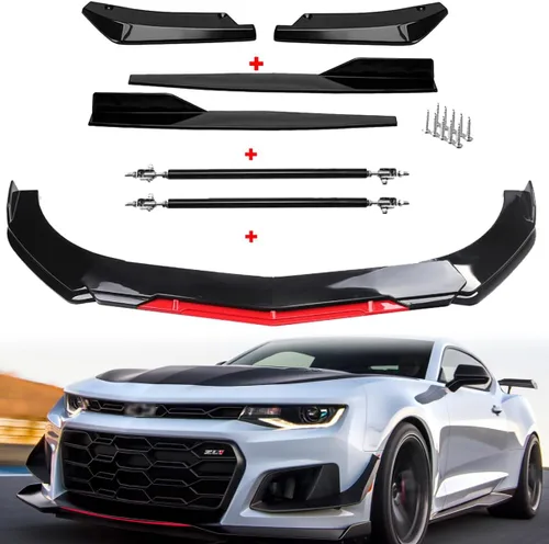 Vista 5 de Alerón divisor de labio de parachoques negro brillante compatible con Chevy Camaro LS LT1 SS Coupe Convertible 1997-2002 2010-2021 Kit de carrocería