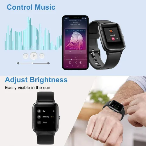 Vista 8 de Reloj inteligente para iPhone/Android, rastreador de actividad física con IP68 impermeable para hombres y mujeres, reloj inteligente con pantalla a