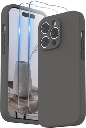 Vista 27 de SURPHY Funda diseñada para iPhone 14 Pro con protector de pantalla, (protección de cámara y forro de microfibra suave), funda de silicona líquida