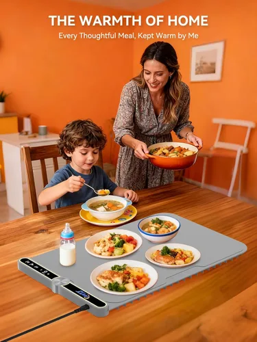 Vista 7 de Tapete de calentamiento de alimentos, 9 modos de temperatura y alambre de calefacción eléctrico mejorado, calefacción de superficie completa, tapete