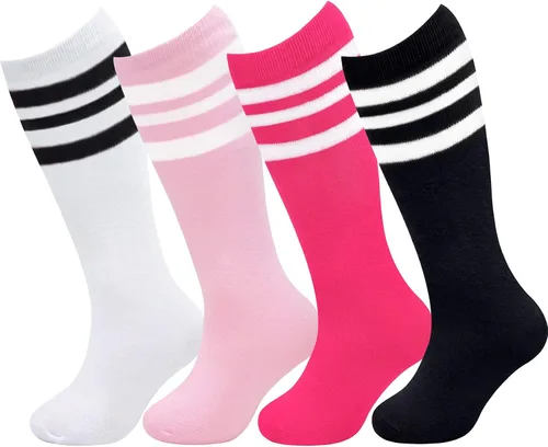 Vista 3 de qikqik 4 pares de calcetines de fútbol para niños pequeños, calcetines de fútbol para niñas y niños, calcetines de béisbol para niños pequeños