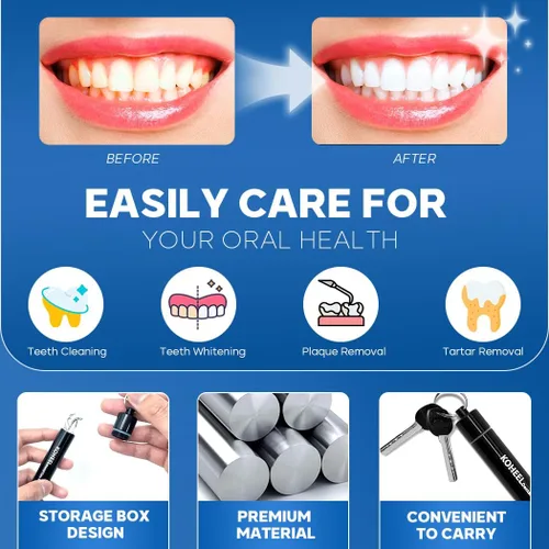 Vista 4 de KOHEEL Juego de bolsillo para palillos de dientes, kit de púas de hilo dental reutilizables, herramientas de limpieza de dientes de acero