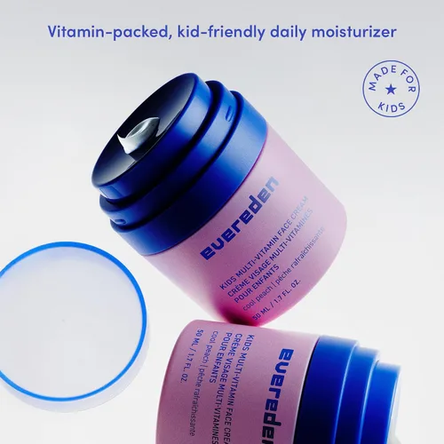 Vista 4 de Evereden Kids Happy Face Duo (Cool Peach) – Juego de lavado facial y crema para niños con múltiples vitaminas – Cuidado de la piel limpio y vegano
