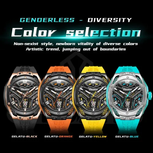 Vista 6 de GELATU Reloj 6007 deportivo de lujo impermeable mecánico