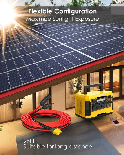 Vista 2 de Cable de extensión solar a XT60, adaptador XT60 de 25 pies 12 AWG a conector solar, cable de carga para paquete de batería de RV, paneles solares