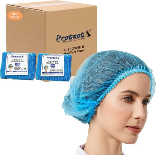 Vista 17 de ProtectX Paquete de 100 redes desechables negras para el cabello, cubierta elástica para la cabeza, gorras Bouffant, cubierta de cabeza