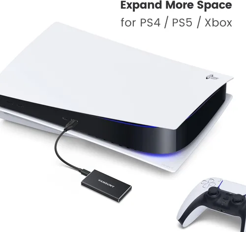 Vista 7 de Vansuny SSD externo portátil de 250 GB, USB 3.1 Gen2 430MB/s de transferencia de datos de alta velocidad, USB C Mini unidad de estado sólido externa