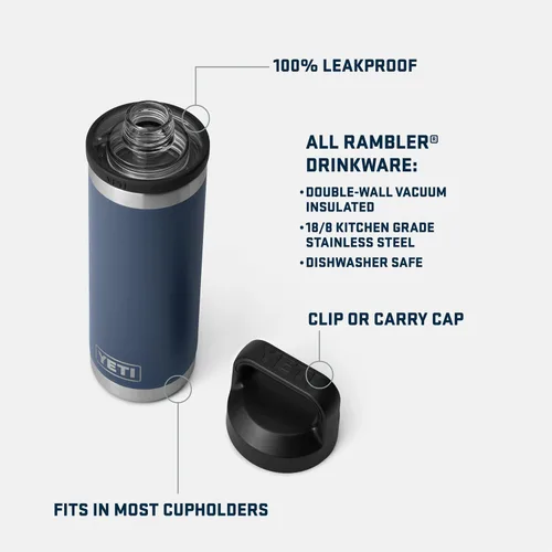 Vista 2 de YETI Rambler Botella de 18 oz, aislada al vacío, de acero inoxidable con tapa Chug, Seafoam Verde mar