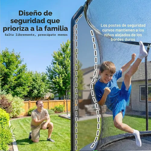 Vista 4 de Outdoor Trampoline with Net for Kids 10FT 12FT 14FT 15FT 16FT Negro