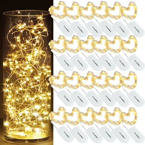 Vista 14 de Tira de luces led rutilantes con 20 luces de hadas led micro Cylapex, en cable de cobre revestido de plata de 3.3 pies, funciona con dos