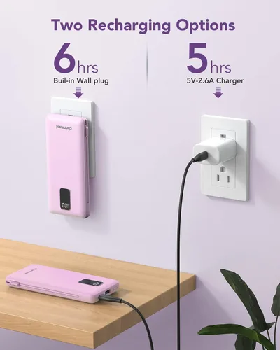 Vista 5 de Charmast - Cargador portátil con batería de 10000 mAh Púrpura
